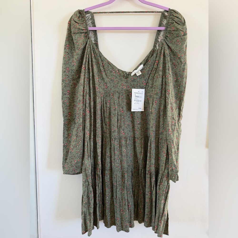 Fourteenth Place green Floral Long Sleeve Dress Size M NWT - Picture 6 of 7